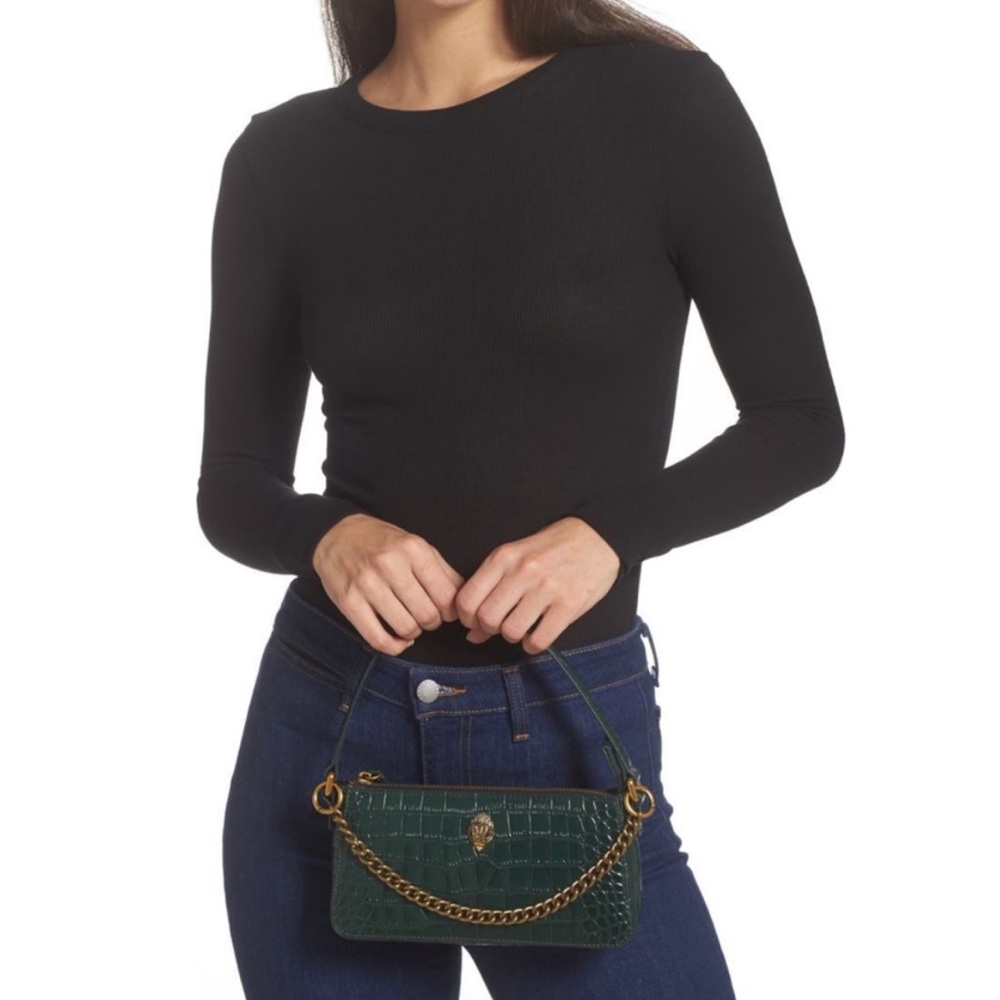 NWT Kurt Geiger Leather Shoreditch Pochette Dark Green - Picture 4 of 6